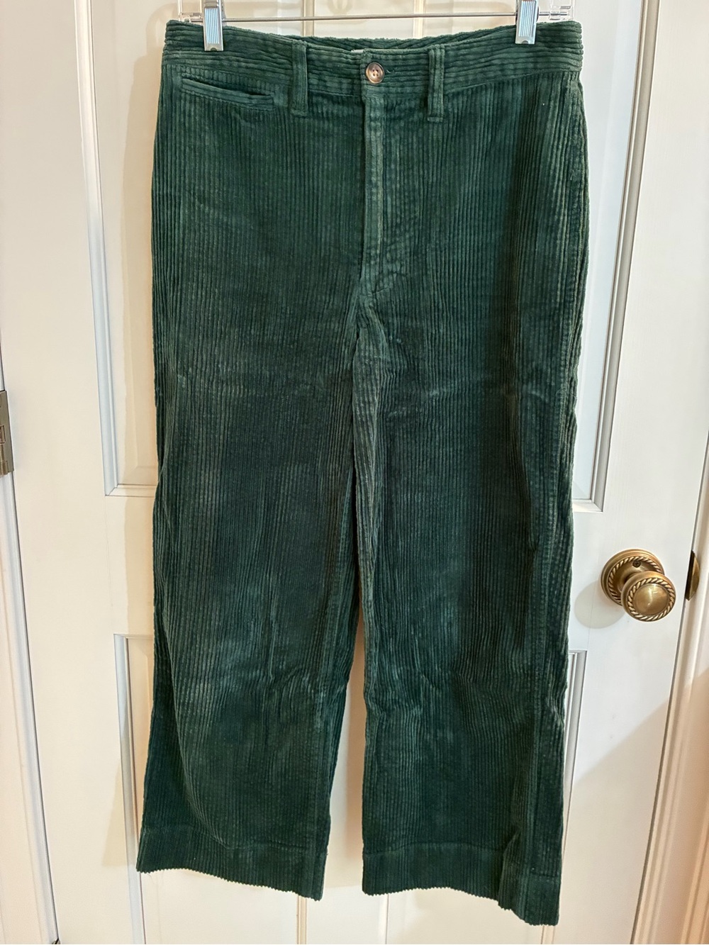 Madewell Dark Green Wide-Leg Corduroy Cropped Pants